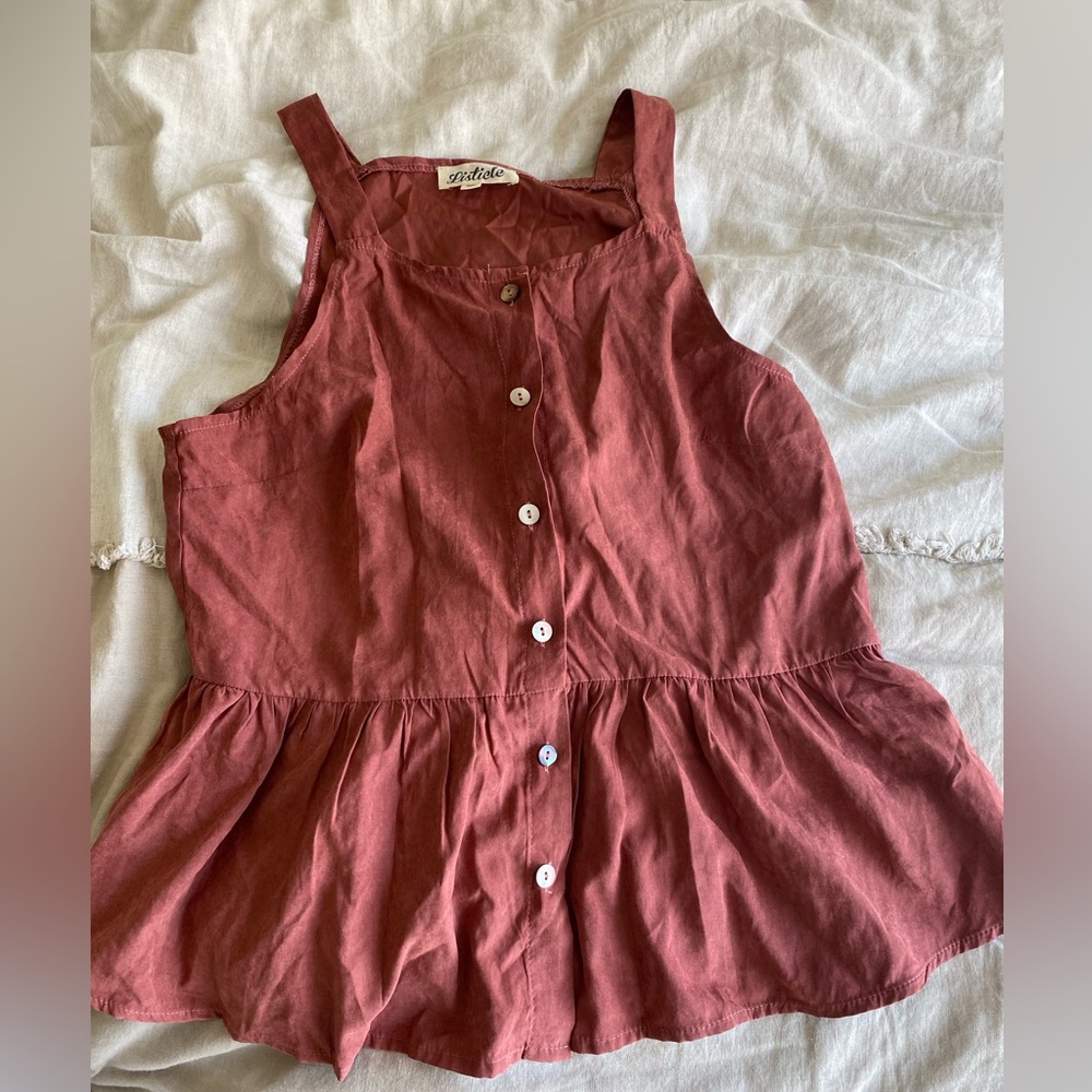 High-neck peplum tank with buttons